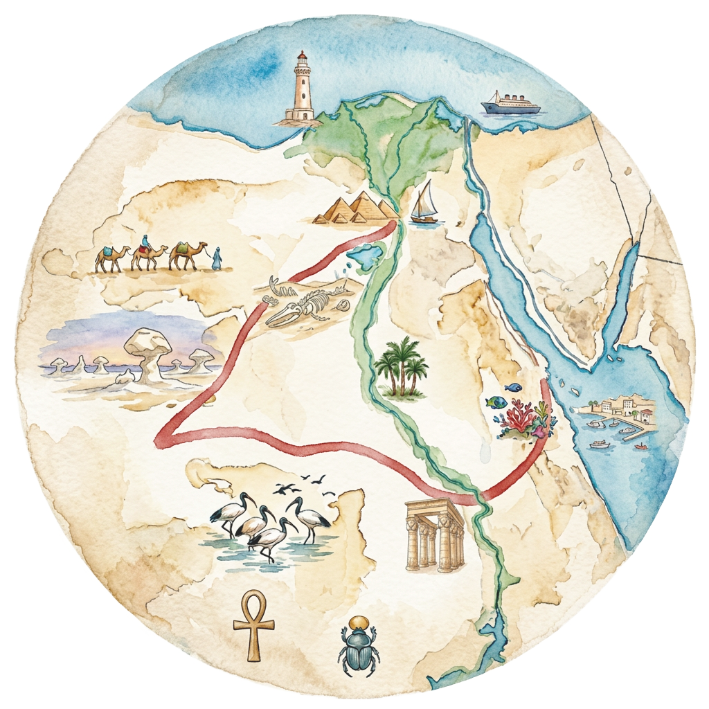 Carte du périple dans le désert blanc